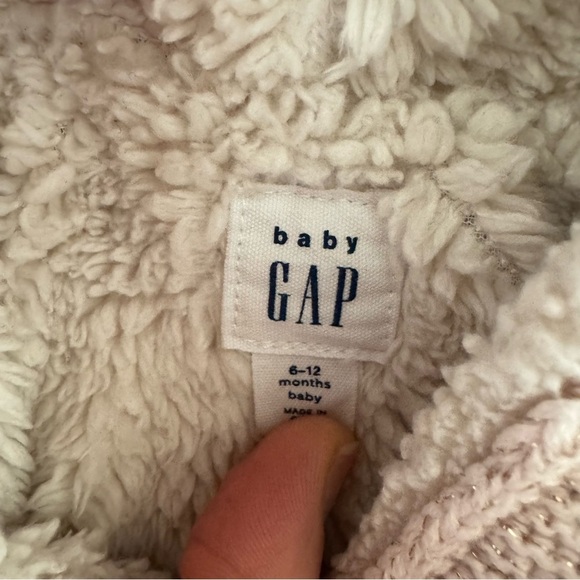 Baby Gap Teddy Bear Cardigan Knit Sweater Jacket Sherpa Baby Girl Pink 6-12M - Picture 4 of 5